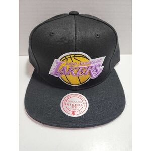 Mitchell & Ness Los Angeles Lakers NBA Snapback Adjustable Hat Cap LA Black Pink